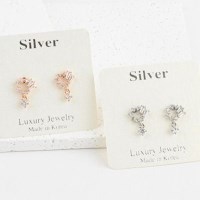 여자 럭셔리 큐빅 드롭 로즈골드 이어링 귀걸이