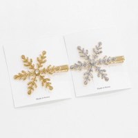 여자 눈꽃 실버 골드 웨딩 스냅 머리 집게핀