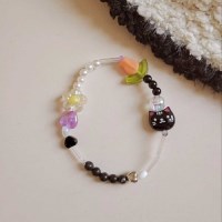 [봄밤달] 튤립 밭의 고양이 비즈 팔찌