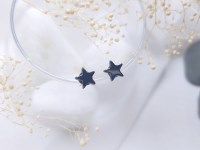 별 헤마타이트 블랙 메탈릭 심플 포인트 데일리 원석 써지컬 귀걸이