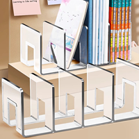 아크릴 투명 4단 책상 책꽂이 정리 간이 수납장