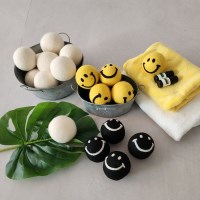 양모 드라이어볼(네팔)8cm 스마일 화이트 3p 6p 아로마오일