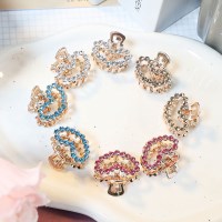 2개세트 큐빅 메탈 하트 앞머리 미니집게핀 헤어 반묶음 머리핀