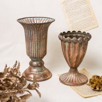 둔떼 줄무늬 엔틱 철제 오브제 화병