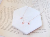 석류 1월 탄생석 가넷 레이어드 로맨틱 실버 로즈골드 도금 목걸이