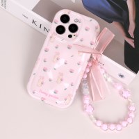 [무료배송] 꽃을 든 핑크 토끼 아이폰 입체 풀커버 젤리 케이스