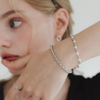 제이로렌 실버볼 그레이 진주 팔찌 B01009