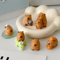 카피바라 미니어쳐 피규어 6종 세트 귀여운 캐릭터 화분 동물 가챠