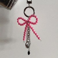 Ribbon layered keyring_pink