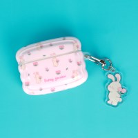 [무료배송] 꽃을 든 핑크 토끼 에어팟 젤리 케이스+키링 세트