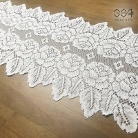 장미정원 긴 테이블보 러너 화이트 레이스 매트 깔개 113cm