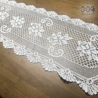 수선화정원 긴 테이블보 러너 화이트 레이스 매트 깔개 121cm