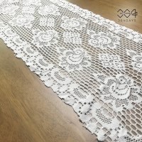 아네모네정원 긴 테이블보 러너 화이트 레이스 매트 깔개 113cm