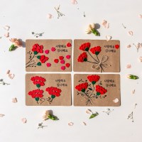 DIY 가죽 카네이션 엽서 카드(2개입) 만들기 어버이날 편지 공예
