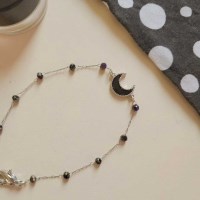 [봄밤달] 오닉스 달 팔찌 (써지컬스틸)