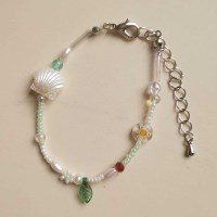 [봄밤달] 싱그러운 조가비 비즈 팔찌