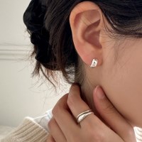 14k링귀걸이 실버 미니 볼륨 원터치 링 귀걸이