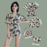 [당일출고/55~66반] 트로피컬 에스닉 커플 수영복 남녀 시밀러룩