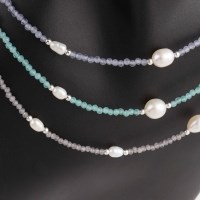 여자 원석 비즈 담수 진주 네크리스 목걸이