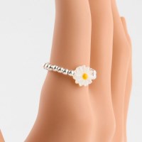 여자 데이지 꽃 팬던트 비즈 볼 체인 링 반지