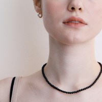 [silver925]glow black ball necklace