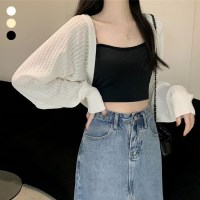 여자 여름 여리핏 펀칭 니트 오픈 가디건