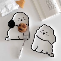 페이퍼가든 방글이와 부끄 플레이트 강아지 접시 홈카페 디저트