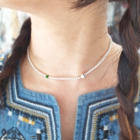 Cute heart pearl choker necklace(실버진주 쵸커 목걸이)