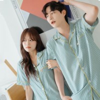 풀크 아사면 커플 여름 잠옷 순면 파자마