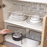 길이조절선반 싱크대 하부장 수납 정리대 블랙 L842