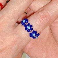 Fairy Blue Flowers Beads Ring