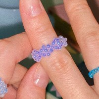 Lavender Pearl Flowers Beads Ring