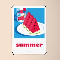 여름맛 2 수박 M 디자인 포스터 과일 주스