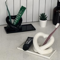 하트 세라믹 칫솔꽂이 트레이 세트 치약 욕실 정리 홀더 2colors