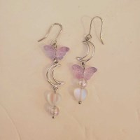 [봄밤달] 바이올렛 버터플라이 귀걸이 (귀찌 가능)