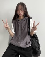 오버핏 투웨이 나일론 후드 베스트 집업 to-2256d