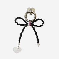 [키링앤톡]Black Ribbon Beads Keyring&Tok