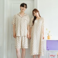 (브라캡ver추가)초코비 여름 커플 잠옷 원피스 파자마