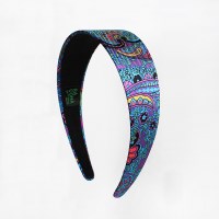 Chunky silk hairband_blue paisley pattern(실크헤어밴드)