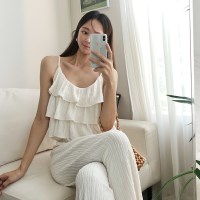 리얼인생템 캉캉 끈나시 와이드팬츠 플리츠 투피스세트
