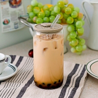 헥사 비어캔 내열유리컵 500ml 카키 실리콘뚜껑 하이볼잔 카페유리잔