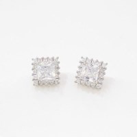 여자 스퀘어 사각 크리스탈 큐빅 이어링 귀걸이