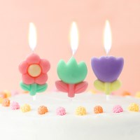 꽃모양 생일초 3개입 기념일 케이크초