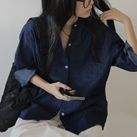 박시 보이핏 롤업 데님 긴팔 셔츠 to-2308c