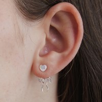 (실버925) 하트 젬스톤 리본 이어자켓 귀걸이 EC3108