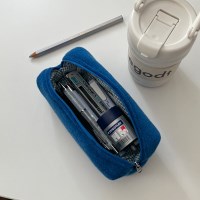 Argent square pencil case - terry cobalt blue