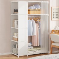 예작 커튼식 코너형 옷장 모듈 선반 간이옷장 소형 OY69