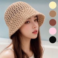 여름 바캉스 니트 밀짚 모자 여행 라탄 버킷햇 벙거지모자