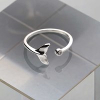 여성 액세서리 큐빅 고래꼬리 오픈 반지