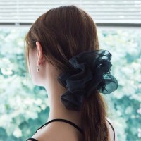 baby ribbon scrunchie_black